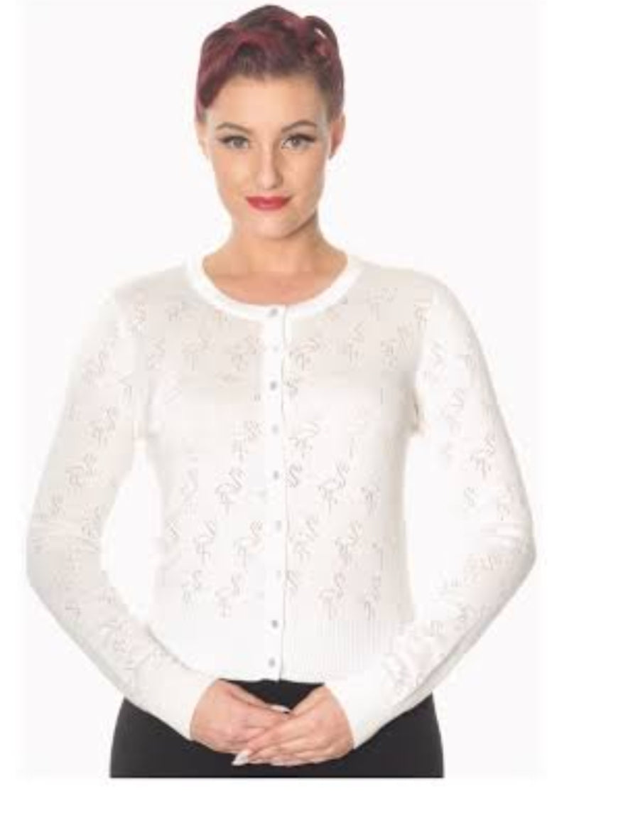 Flamingo perferated pattern Cardigan