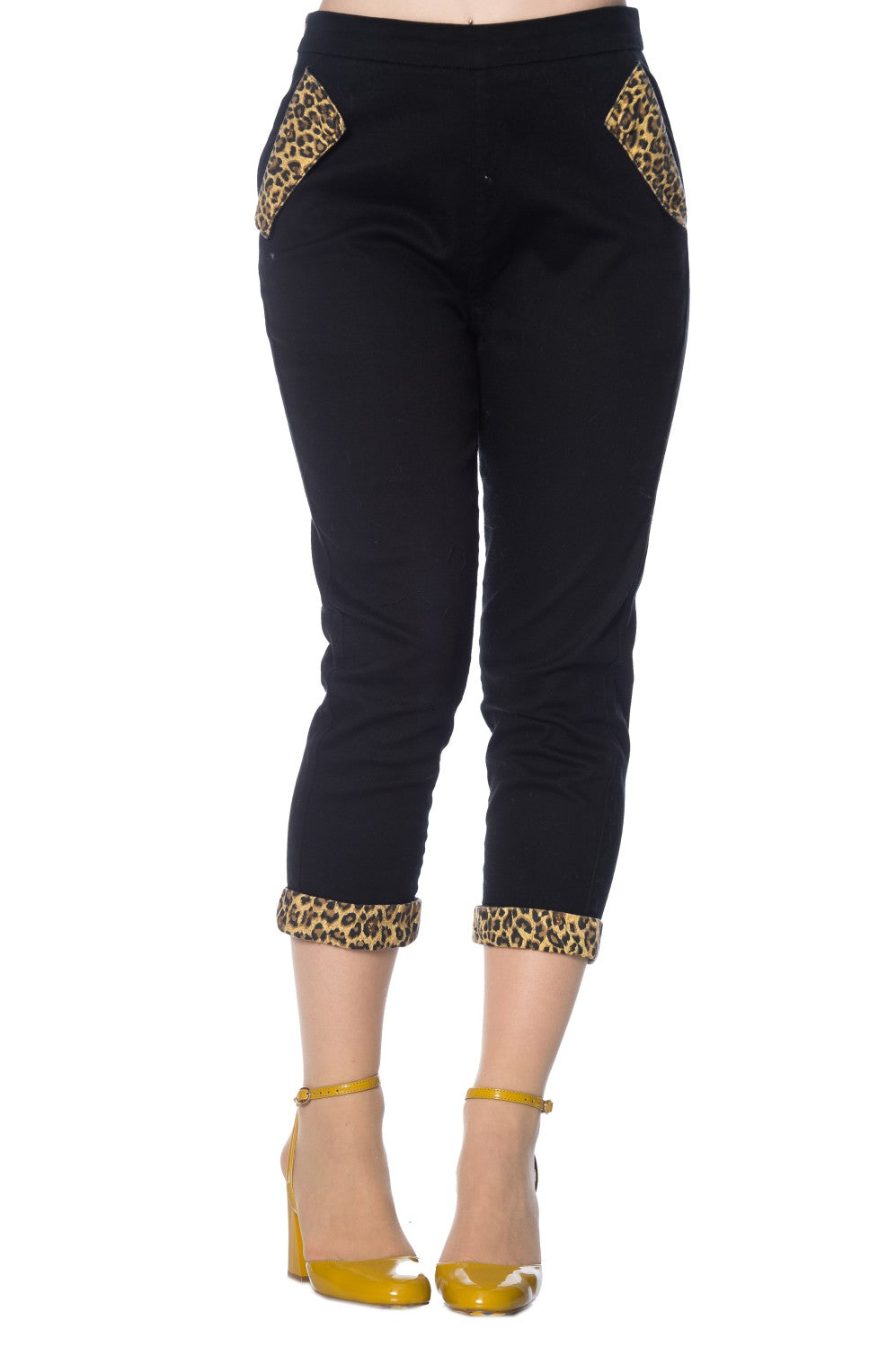 LEOPARD DENIM CAPRI PANTS  XS_ 4XL