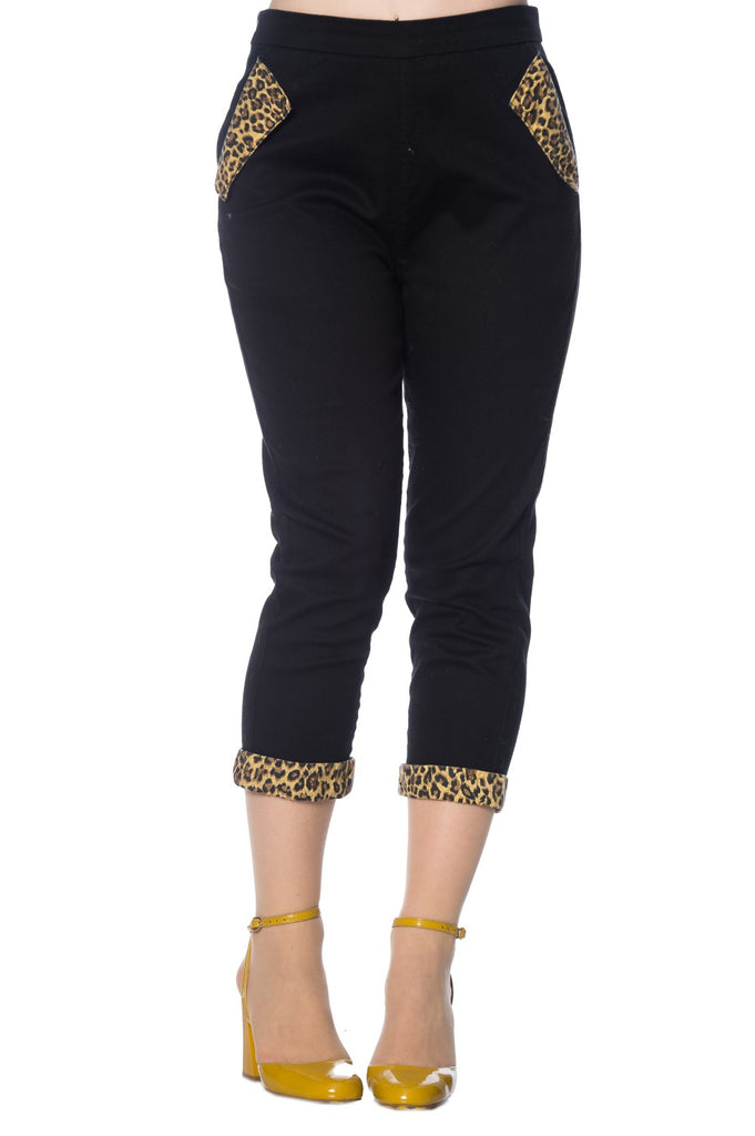 LEOPARD DENIM CAPRI PANTS  XS_ 4XL