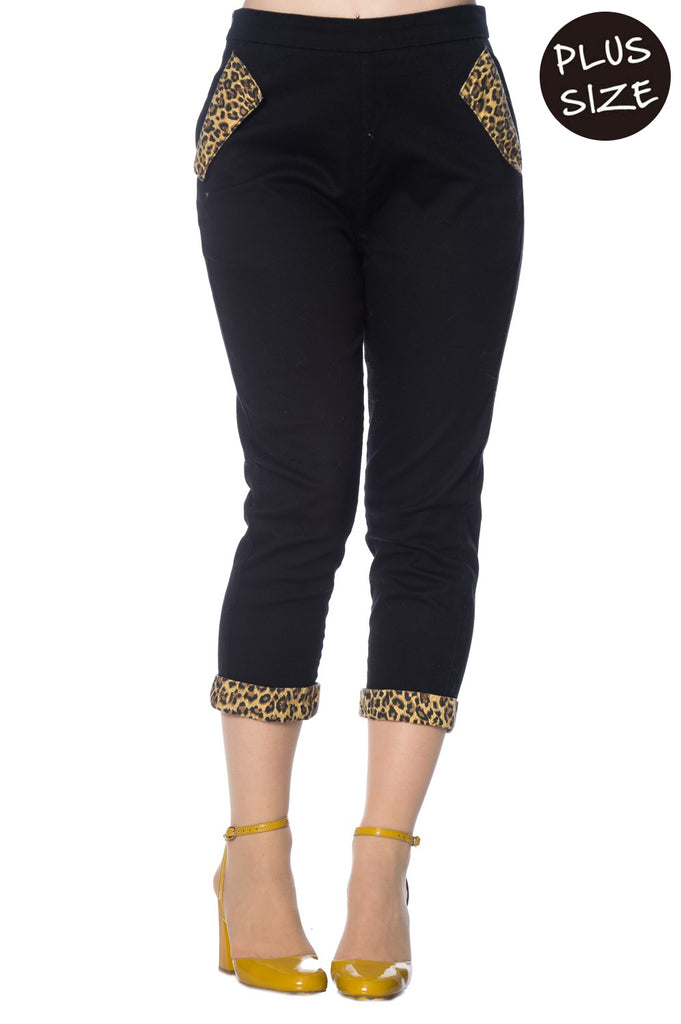 LEOPARD DENIM CAPRI PANTS XS_ 4XL