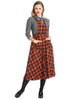 50's Length Pinafore Dress in Orange and Black Tartan