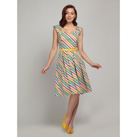 X MODCLOTH JILL DIAGONAL RAINBOW STRIPE Dress by Collectif