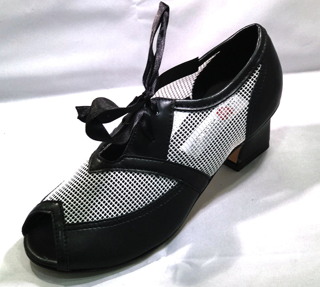 Mesh and Black leather shoe