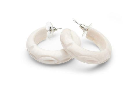 Daisy White Hoop Earings