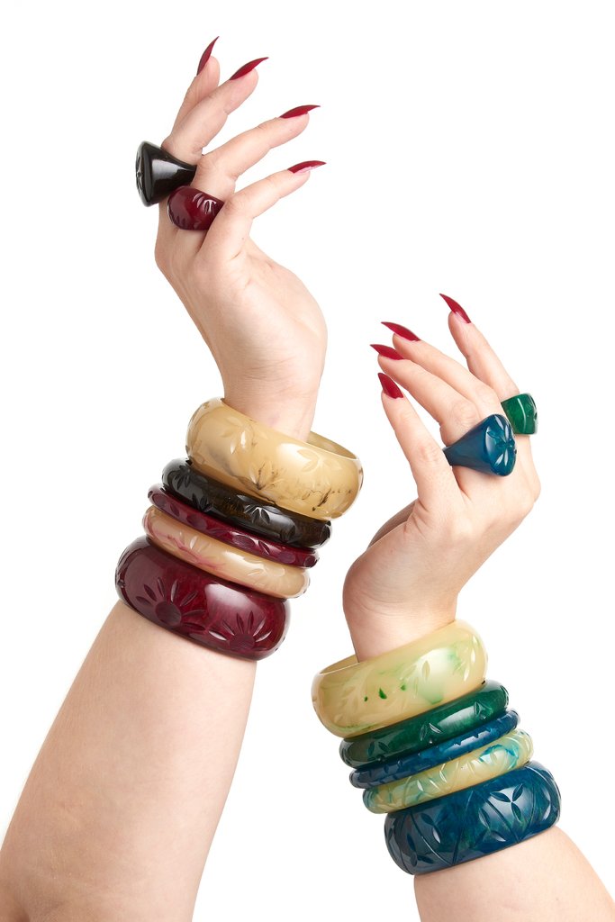 Golden Teal Fakelite Ring