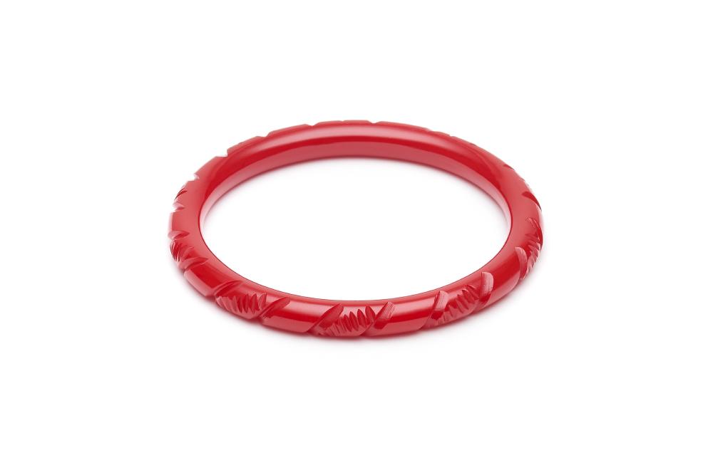 Narrow Red Heavy Carve Duchess Bangle