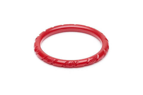 Narrow Red Heavy Carve Duchess Bangle