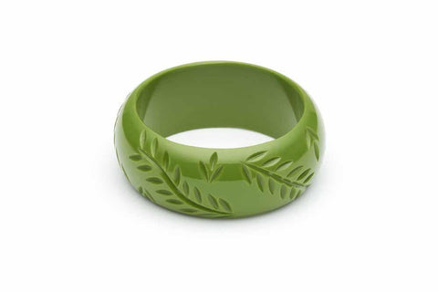 Wide Leaf Green Fakelite Bangle Regular