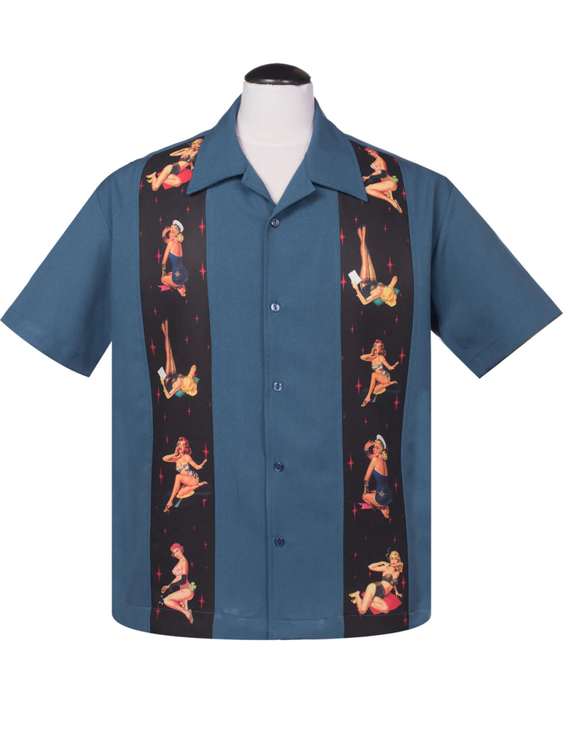 Pin Up Babe Shirt in RED or BLUE