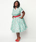 Hello Kitty x Unique Vintage Mint Gingham Hearts Print Venus Swing Dress M to 4XL