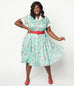 Hello Kitty x Unique Vintage Mint Gingham Hearts Print Venus Swing Dress M to 4XL