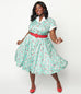 Hello Kitty x Unique Vintage Mint Gingham Hearts Print Venus Swing Dress M to 4XL