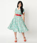 Hello Kitty x Unique Vintage Mint Gingham Hearts Print Venus Swing Dress M to 4XL