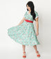 Hello Kitty x Unique Vintage Mint Gingham Hearts Print Venus Swing Dress M to 4XL