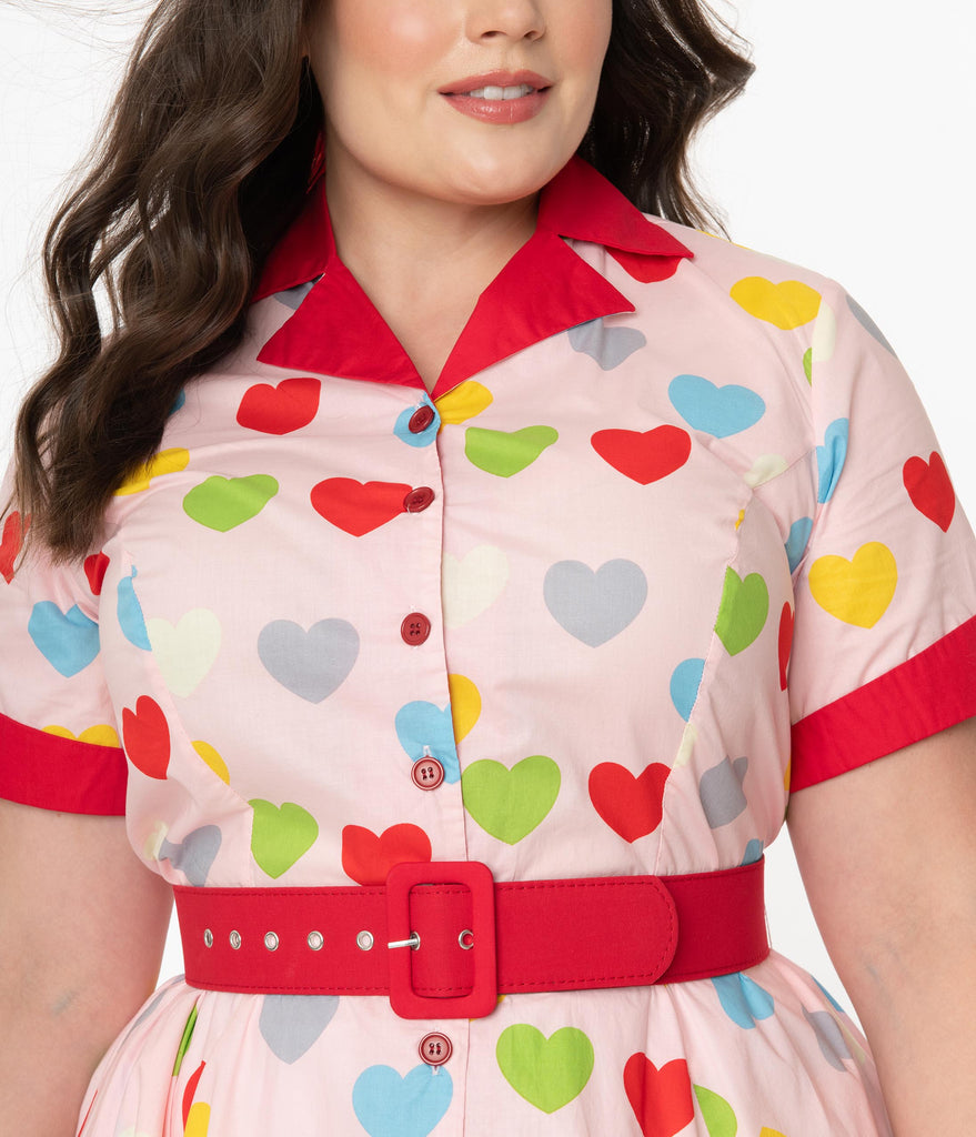 Unique Vintage Valentine Heart Print Venus Swing Dress M to 4XL