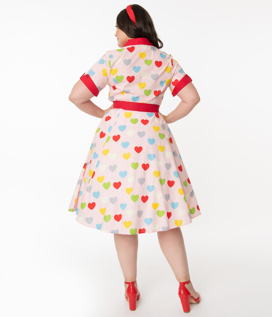 Unique Vintage Valentine Heart Print Venus Swing Dress M to 4XL