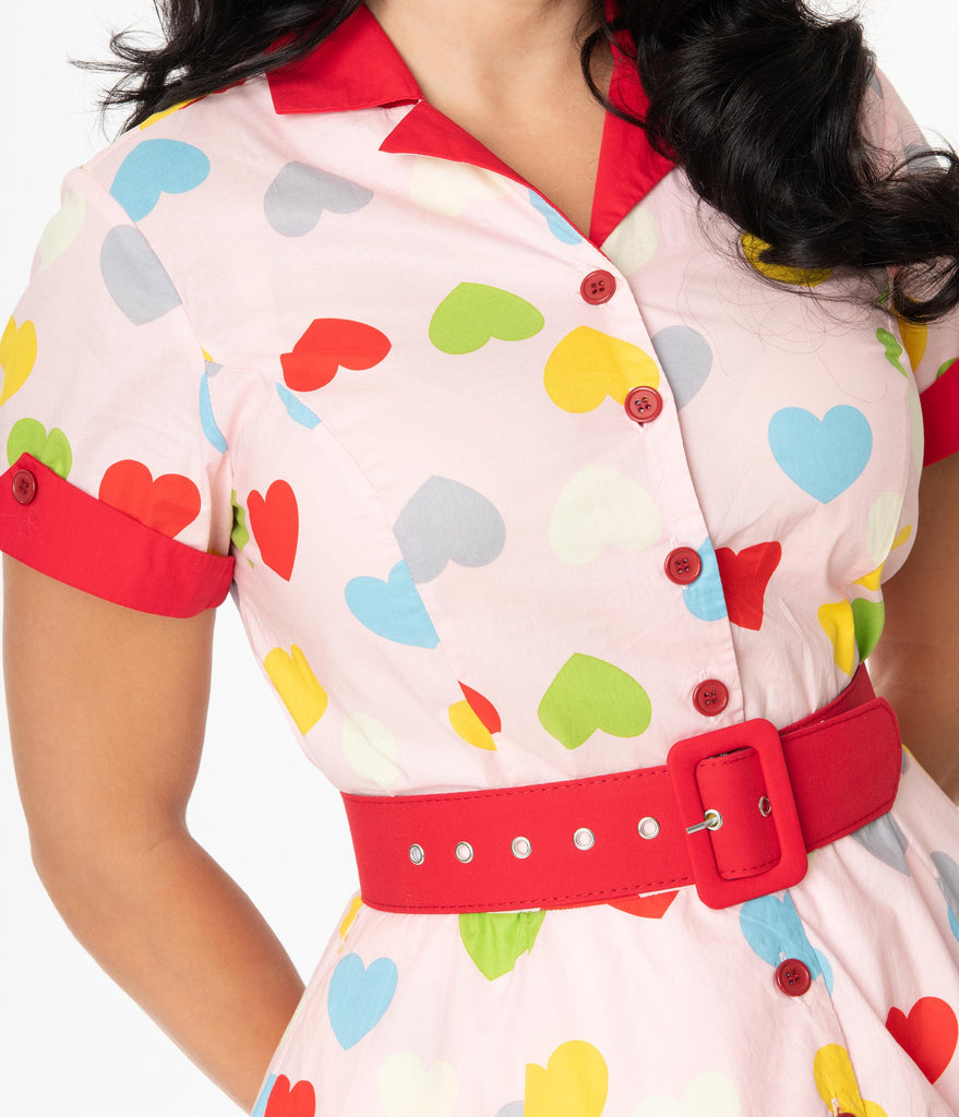 Unique Vintage Valentine Heart Print Venus Swing Dress M to 4XL