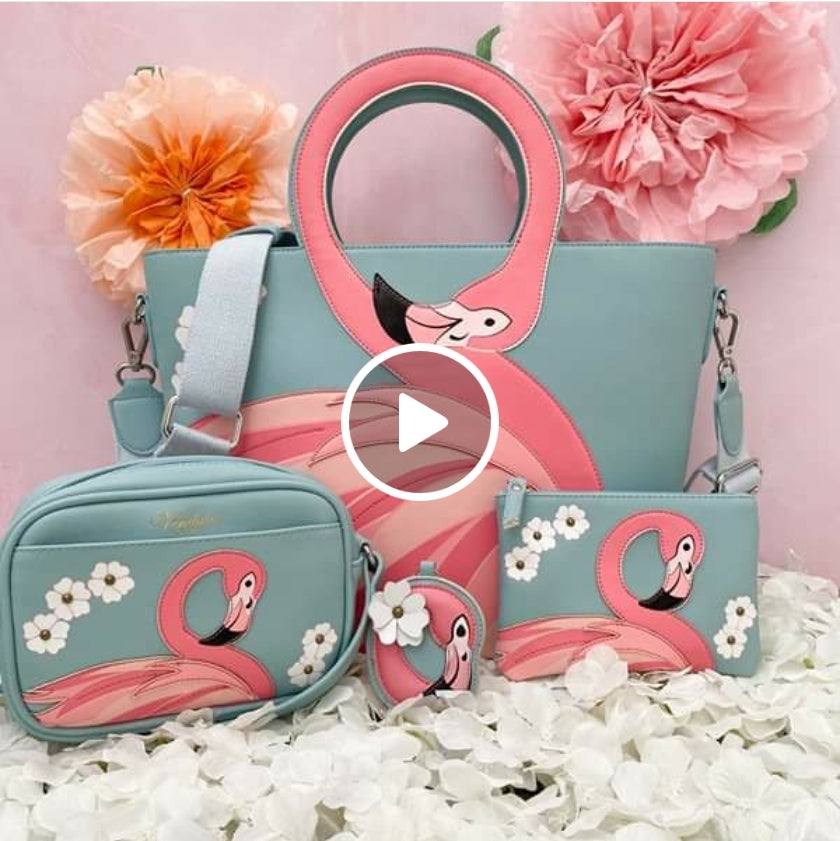 Flamingo Cut Out Handle Tote