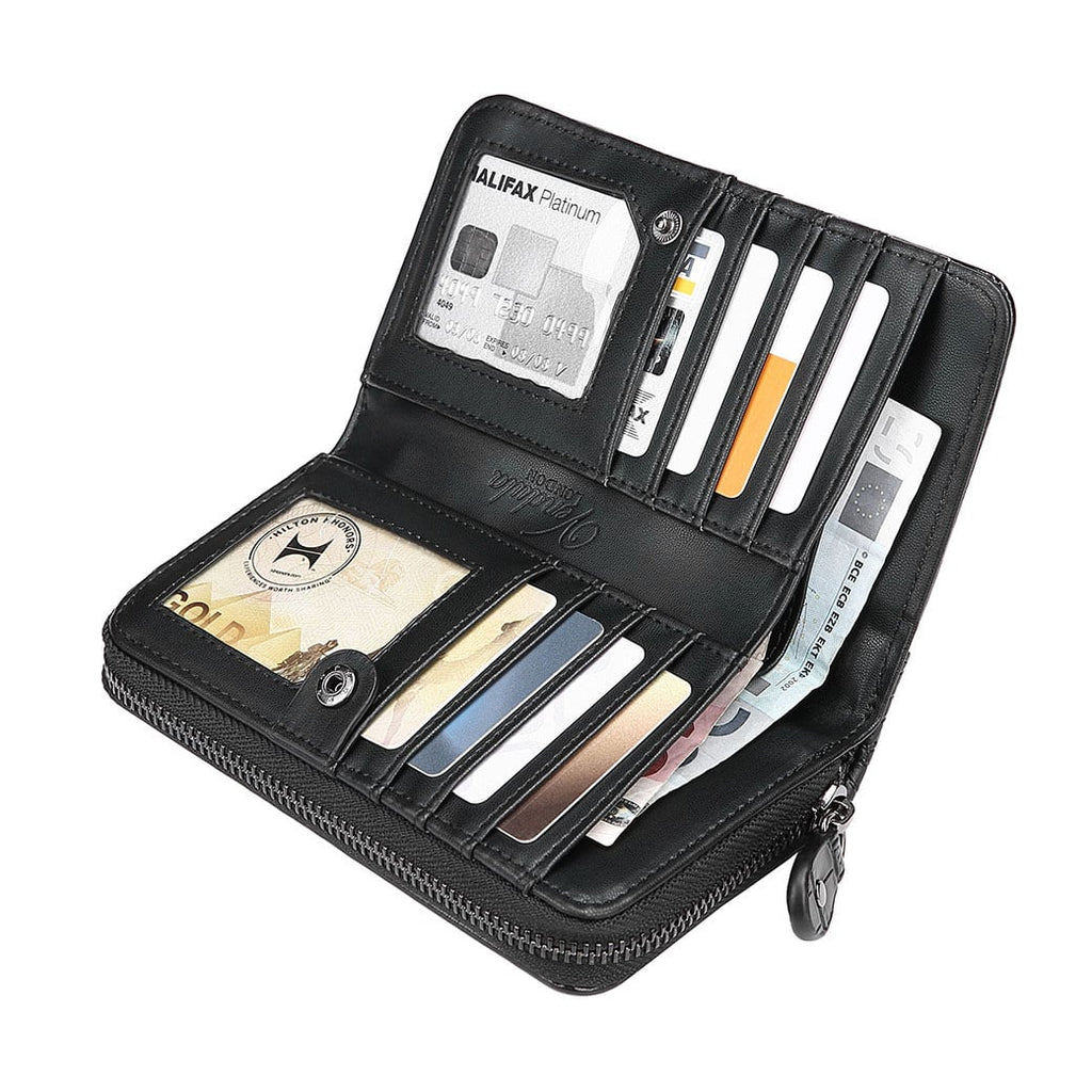 White Poppy Zip Around Wallet