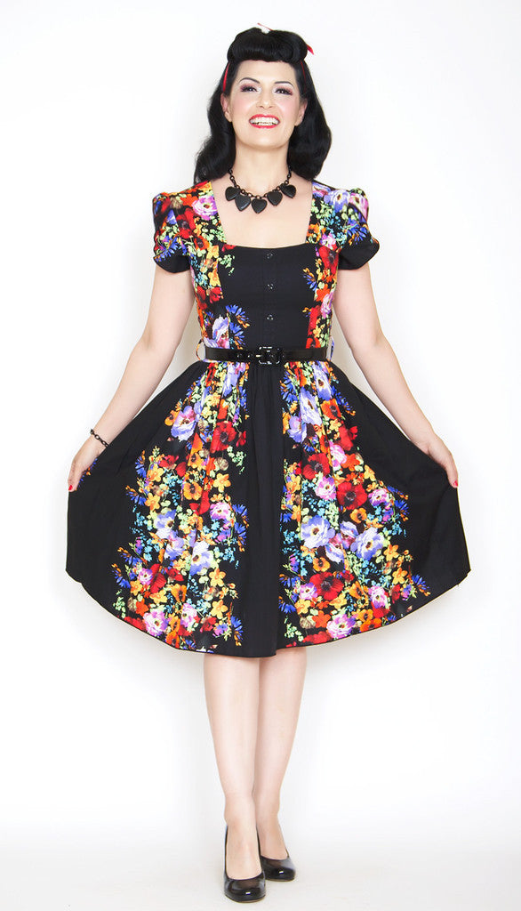 Eeva Dress Black in Floral Print