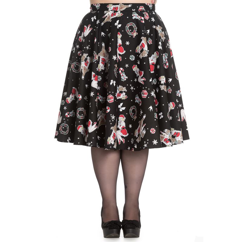 Hell Bunny Blitzen Pin Up Christmas Skirt