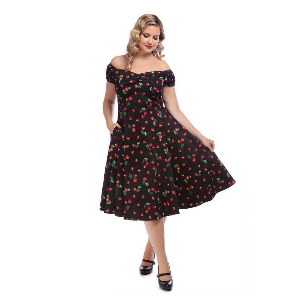 Dolores Cherry Print 50's Dress by Collectif