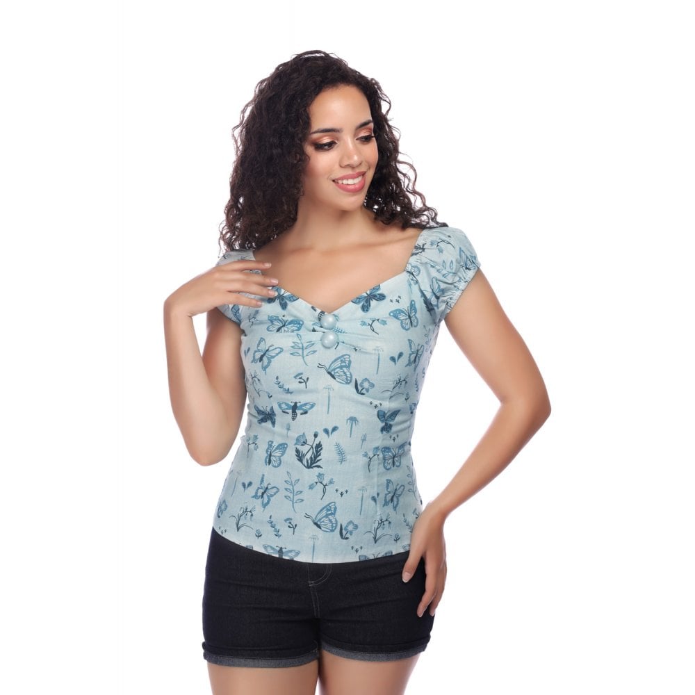 Dolores Blue Butterfly Top