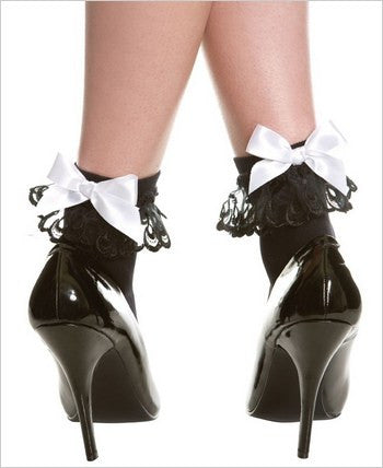 Anklet with Lace Trim and Bow~~~MORE COLOURS