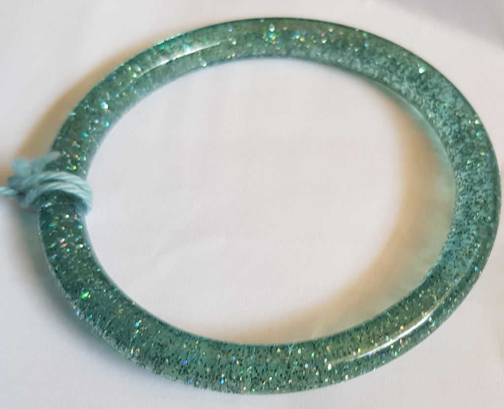Narrow Teal Glitter Bangle