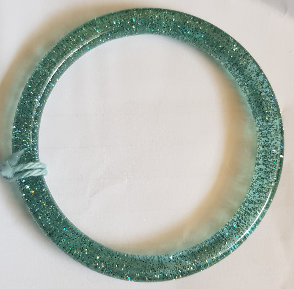Narrow Teal Glitter Bangle