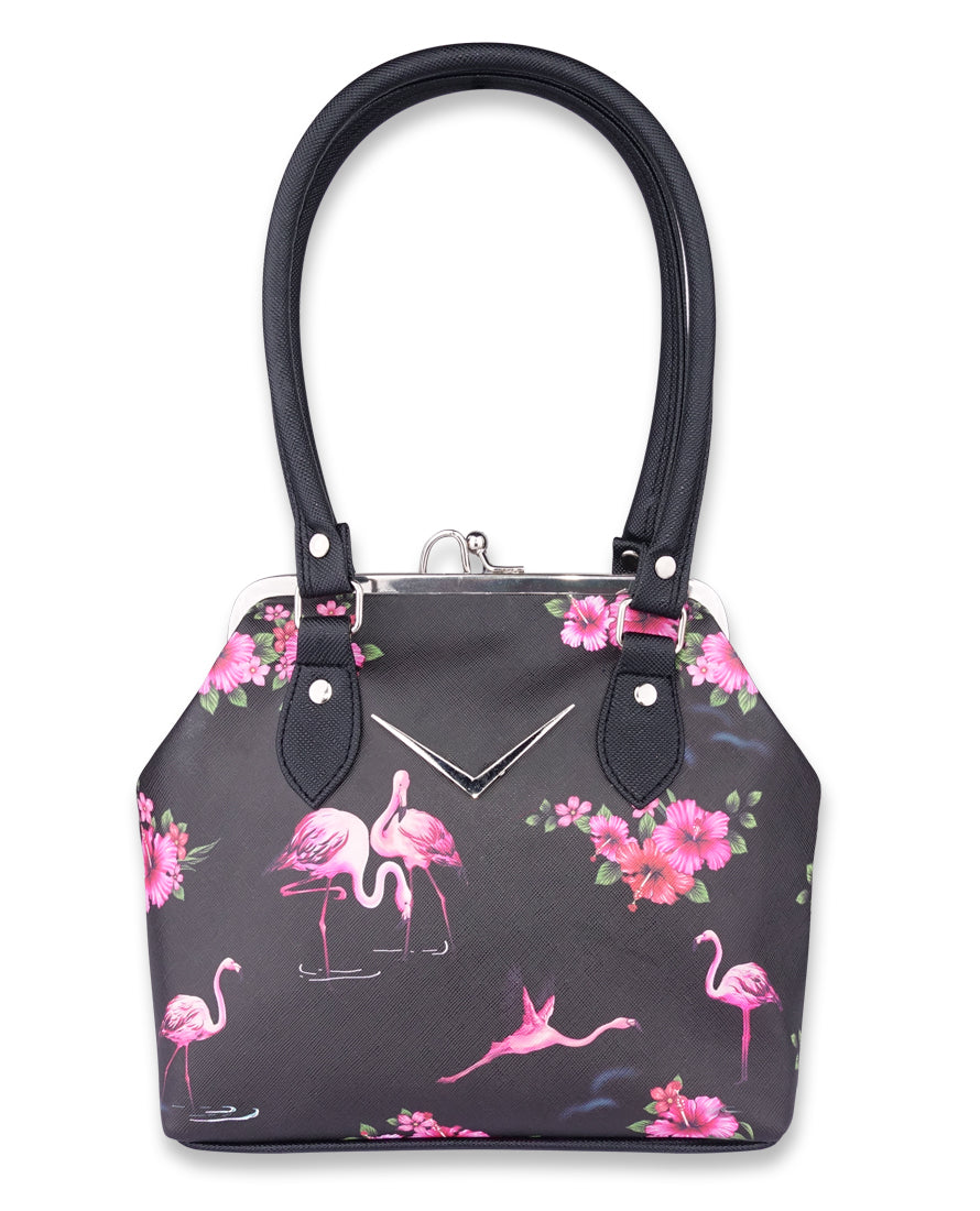 Liquorbrand Retro Flamingo Chevron HandBag
