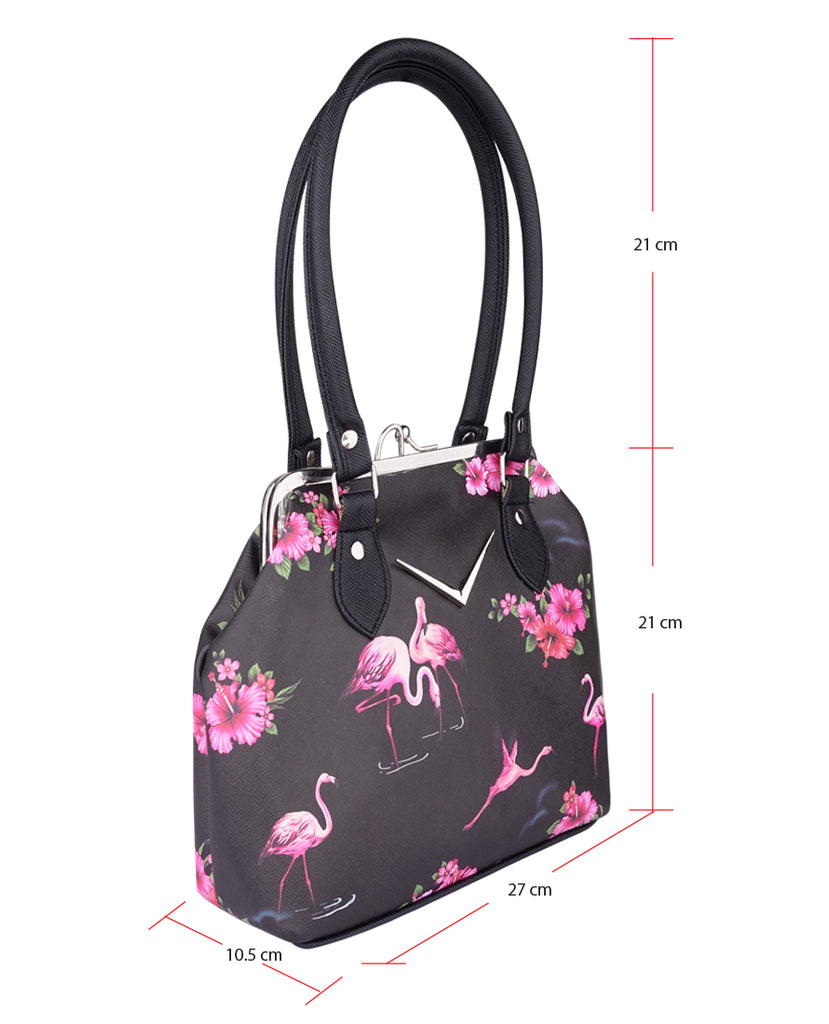 Liquorbrand Retro Flamingo Chevron HandBag