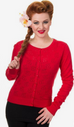 Perforated  Cherries Cardi Red or Blue