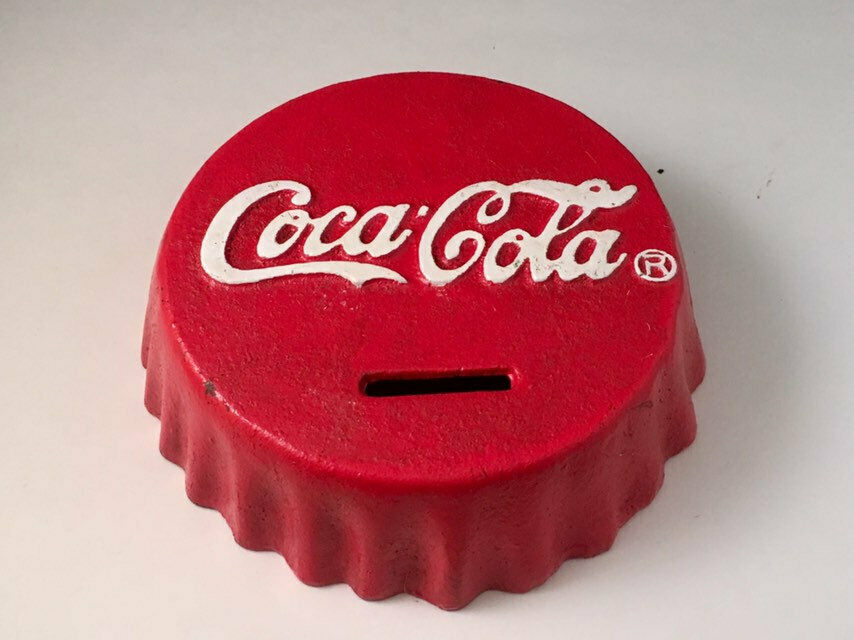 Coca Cola Bottle Top Money Bank Cast Iron