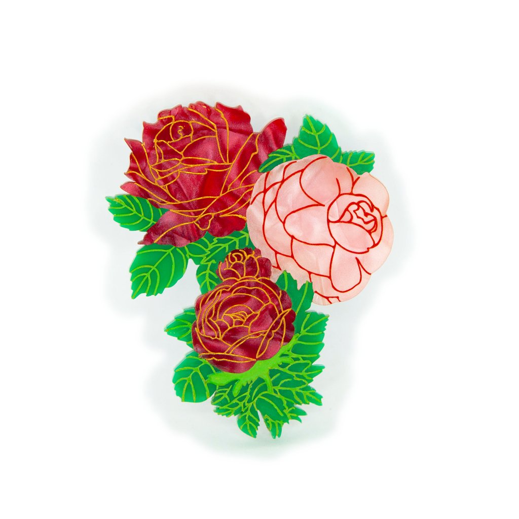 Roses in Bloom Brooch Valentine Daisy Jean