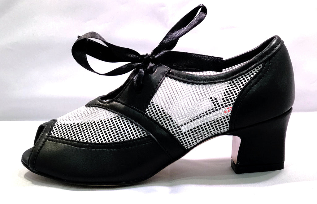 Mesh and Black leather shoe