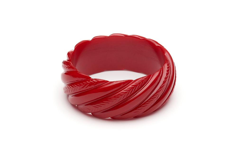 Wide Red Heavy Carve Regular Bangle