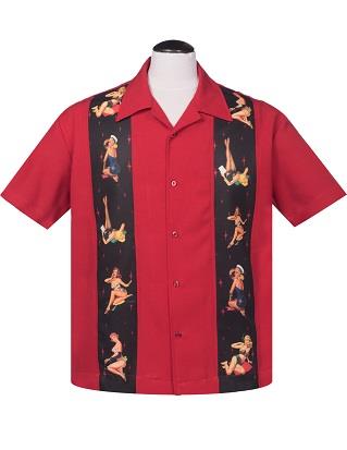 Pin Up Babe Shirt in RED or BLUE