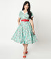 Hello Kitty x Unique Vintage Mint Gingham Hearts Print Venus Swing Dress M to 4XL