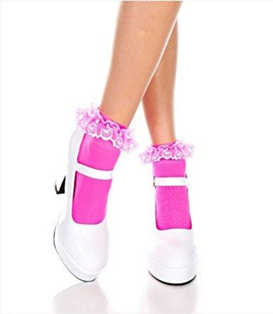 Ladies Lace Bobby Socks 50's Vintage Ankle Socks Dance White Red Black